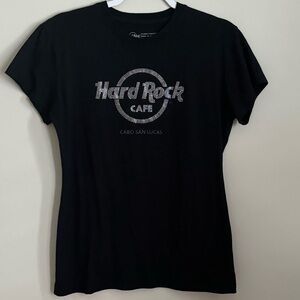 Hard Rock Cafe Cabo San Lucas women’s graphic tee. Black w/silver bling. Sz. XL
